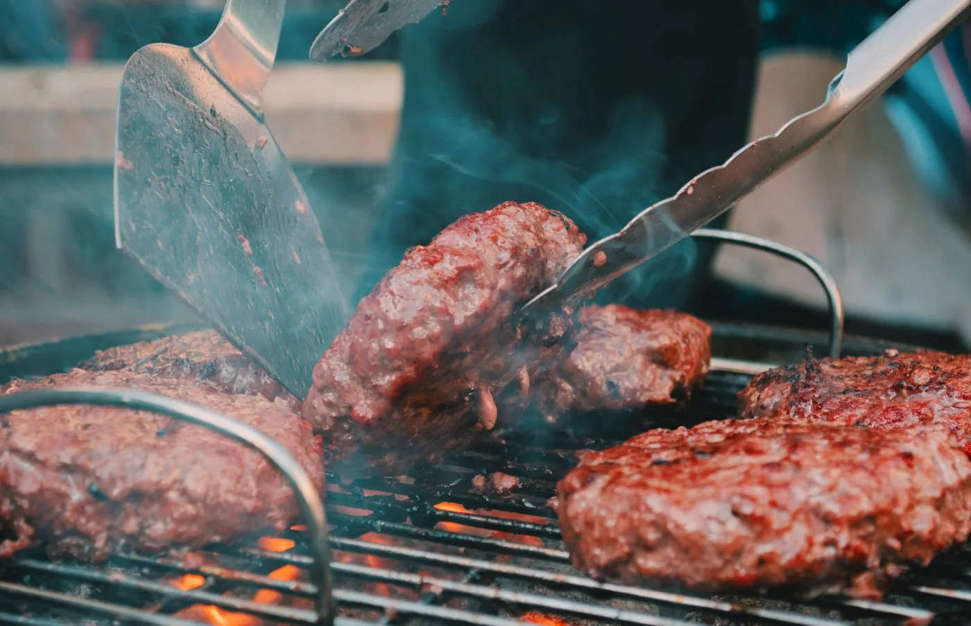 Close-up of the cooking grate on a barbecue